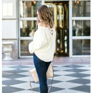 TOPSHOP White Knitted Bell Sleeve Sweater